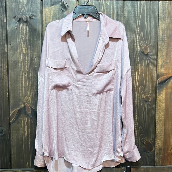 Free People Starry Dreams Top XS Lavender Purple Silky Pullover Tunic Boho - Picture 1 of 8